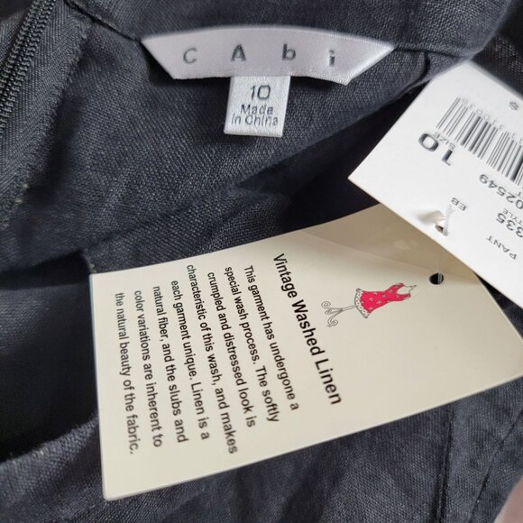 CAbi Womens Vintage Washed Linen Wide-Leg Pants Size 10 Charcoal Gray 335 New - Picture 3 of 10